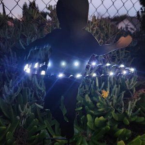 Silhouette Boy Hula Hoop Solar Stake Yard Art 16" H